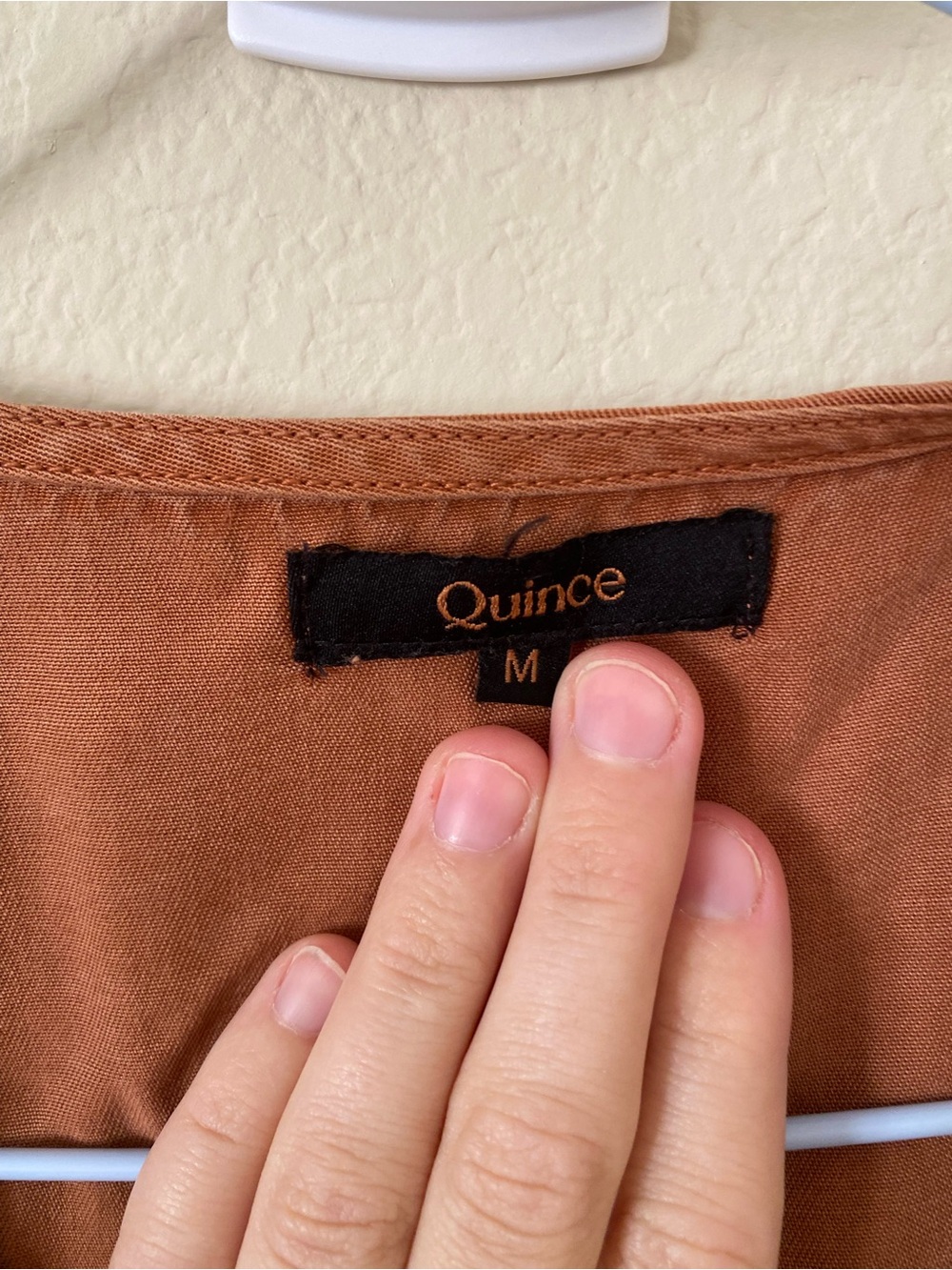 Quince Vintage Wash Tencel Button Front Dress size medium in terracotta - Picture 3 of 4